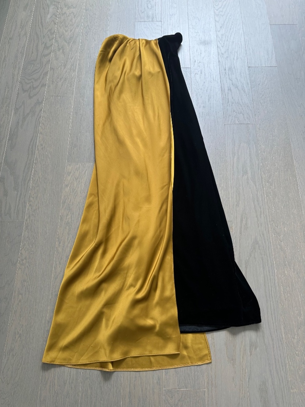 Et Ochs MARILYN Patina Black Yellow Velvet Strapless Maxi Dress Gown - Size 6 - Picture 2 of 11